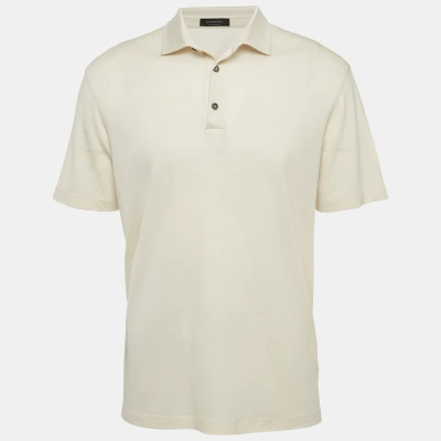 Pre-owned Ermenegildo Zegna Beige Cotton Knit Polo T-shirt L