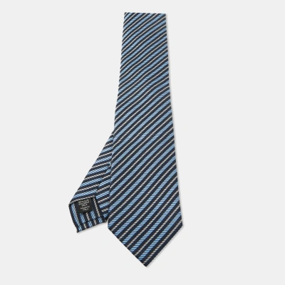Pre-owned Ermenegildo Zegna Premium Navy Blue Diagonal Striped Silk Tie