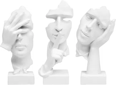 Eruule 3 Pcs Thinker Statue, Silence Is Gold Abstract Art Figurine, No Hear No See No Speak Modern Home Res