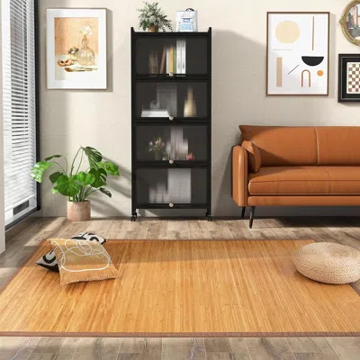 Eruule 5 X 8 Feet Bamboo Floor Mat With Anti-slip Backing For Living Room Bedroom