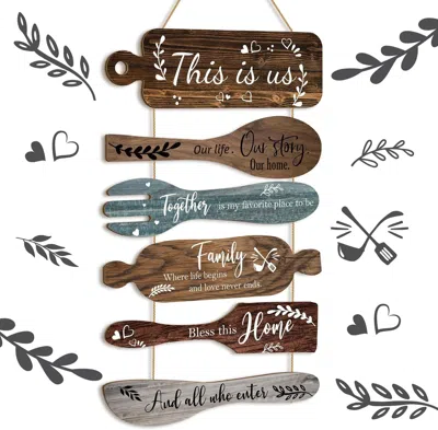 Eruule 6 Pieces Home Wall Signs This Is Us/together/family/bless This Home Wall Art Decor For Living Room B