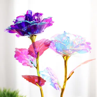 Eruule Artificial Purple Rose Flower Gifts For Mothers Day Mom Gifts, Purple Eternity Rose Glass Forever Fl