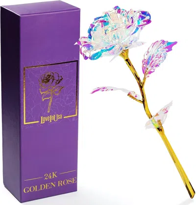 Eruule Artificial Purple Rose Flower Gifts For Mothers Day Mom Gifts, Purple Eternity Rose Glass Forever Fl
