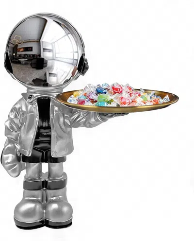 Eruule Astronaut Statues With Candy Dish & Key Dish,spaceman Sculpture Polyresin Arts Gifts,figurine Orname