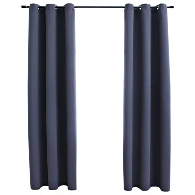 Eruule Blackout Curtains With Rings 2 Pcs Anthracite 37"x84" Fabric