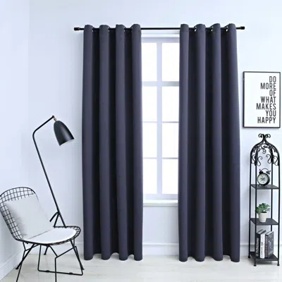 Eruule Blackout Curtains With Rings 2 Pcs Anthracite 54"x63" Fabric