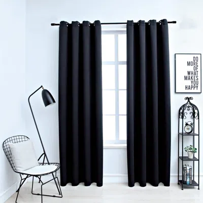 Eruule Blackout Curtains With Rings 2 Pcs Black 54"x63" Fabric
