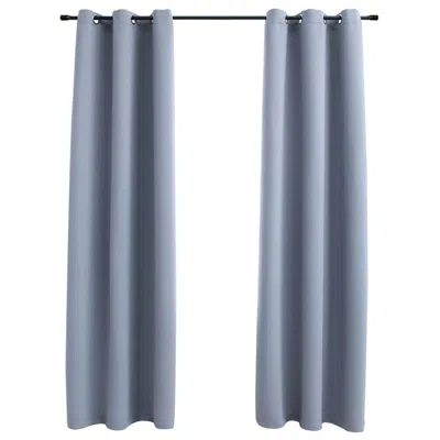 Eruule Blackout Curtains With Rings 2 Pcs Gray 37"x84" Fabric