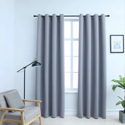 Eruule Blackout Curtains With Rings 2 Pcs Gray 54"x63" Fabric