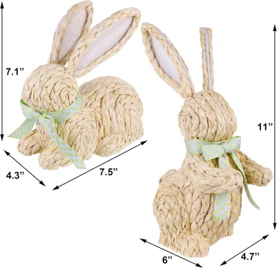 Eruule Easter Decor Rattan Bunny, 2 Pack Wicker Bunnies Easter Indoor Decorations For Home Table Centerpiec
