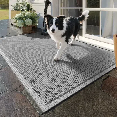 Eruule Front Door Mat 20''x31'', Drainage Heavy Duty Dirt Trapping Non-slip Doormats, Outdoor Rubber Floor 
