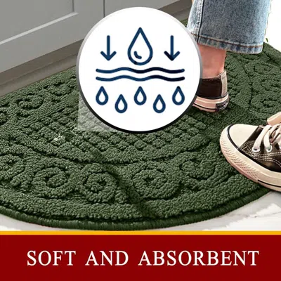 Eruule Green Kitchen Rugs For Floor 2 Piece -1'6" X 2'6", Non Skid Washable Kitchen Mats, Absorbent Standin