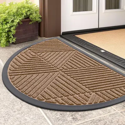 Eruule Half Circle Front Door Mat Outside Entrance, Heavy Duty Sturdy Natural Rubber Doormat, Trap Dirt And