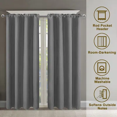Eruule Indoor Curtain Rod Pocket, 2 Panels -grey, 42*45inch