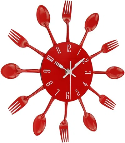 Eruule Kitchen Wall Clock, 3d Removable Modern Creative Cutlery Kitchen Spoon Fork Wall Clock Mirror Wall D