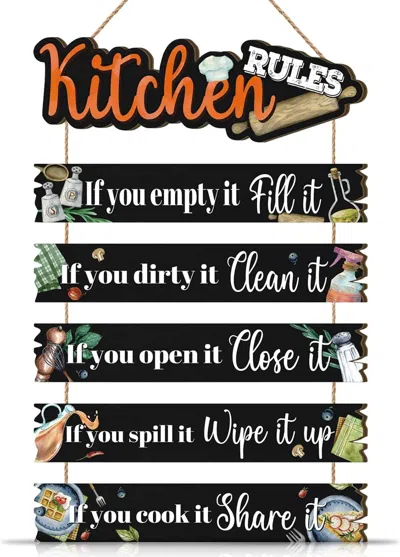Eruule Kitchen Wall Sign,funny Kitchen Rules Wall Decor,rustic Bless The Food Wall Decoration Food Door Sig