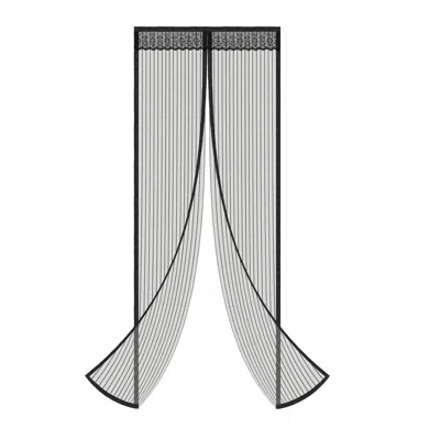Eruule Magnetic Screen Door With Heavy Duty Magnets And Diamond Mesh Curtain -black, 33" X 83"