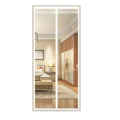 Eruule Magnetic Screen Door With Heavy Duty Magnets And Diamond Mesh Curtain -white, 37" X 80"