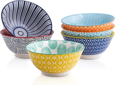Eruule Porcelain Ice Cream Bowls Set Of 6, Small Bowls, Ceramic Bowls For Dessert, Ice Cream, Variety Of Co