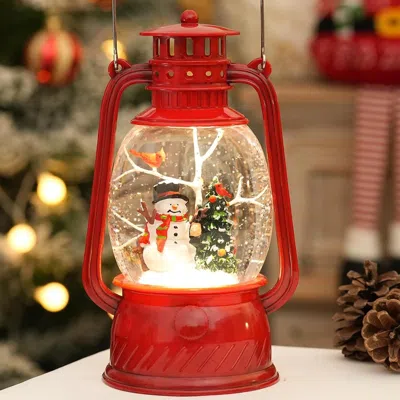 Eruule Snow Globe Christmas Decorations Indoor, Snowman Lighted Musical Christmas Snow Globes Lantern With 