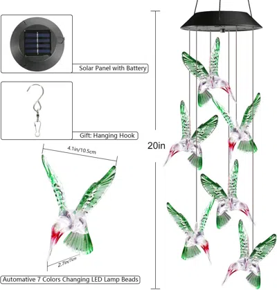 Eruule Solar Wind Chime, Color Changing Wind Chimes Hummingbird, Led Decorative Mobile, Gifts For Mom Grand