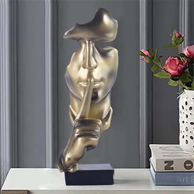Eruule Thinker Statue, Silence Is Gold Abstract Art Figurine,modern Home Resin Sculptures Decorative Object