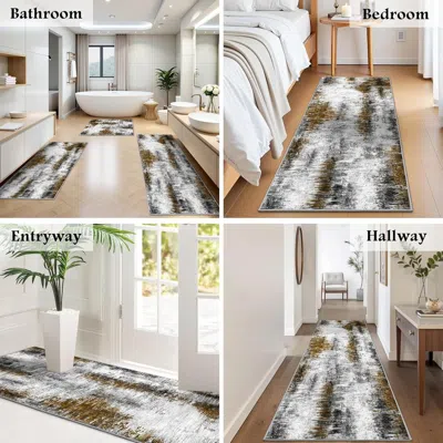 Eruule Upgrade Non Slip Kitchen Rugs Sets Of 3 Washable Kitchen Mats For Floor Abstract Kitchen Runner Rug 