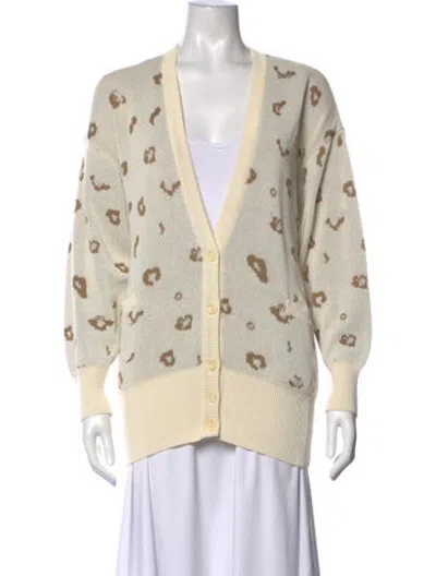 Pre-owned Escada Animal Print Open Front Sweater In Neutrals