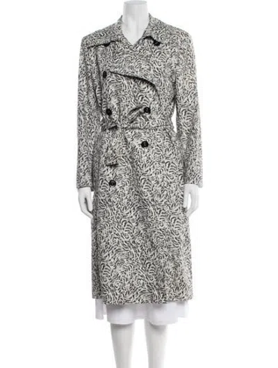 Pre-owned Escada Animal Print Trench Coat In Grey