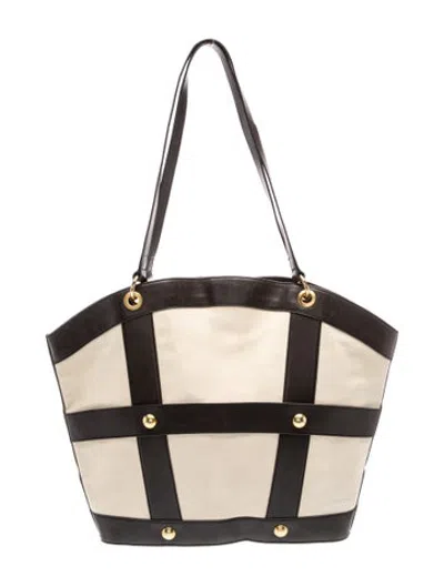 Pre-owned Escada Canvas Tote In Neutrals