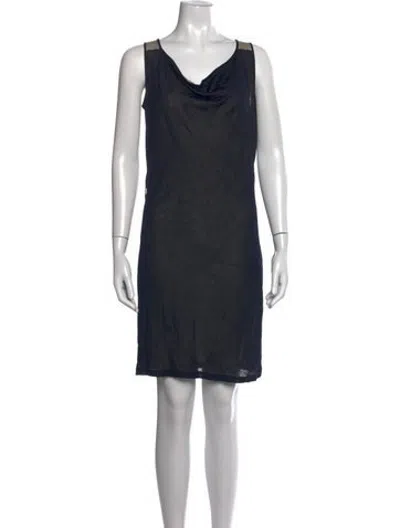 Pre-owned Escada Cowl Neck Knee-length Dress In Black