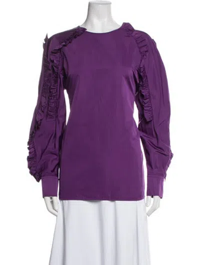 Pre-owned Escada Crew Neck Long Sleeve Blouse In Purple