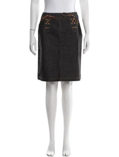 Pre-owned Escada Distressed Accents Mini Skirt In Blue