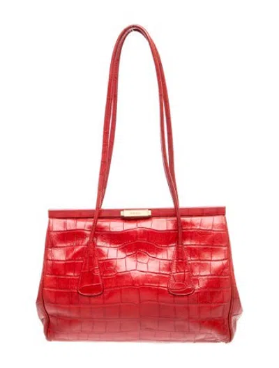 Pre-owned Escada Embossed Leather Shoulder Bag In Red