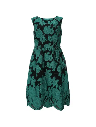 Pre-owned Escada Floral Lace Dress In Green