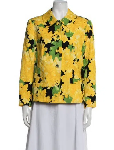 Pre-owned Escada Floral Print Blazer In Yellow