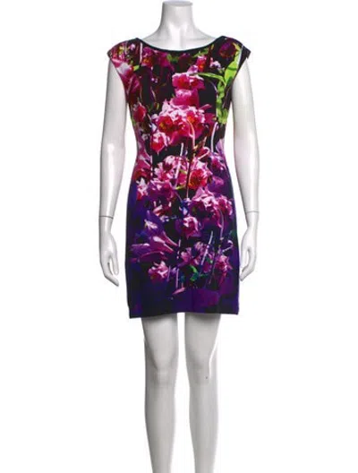 Pre-owned Escada Floral Print Mini Dress In Pink