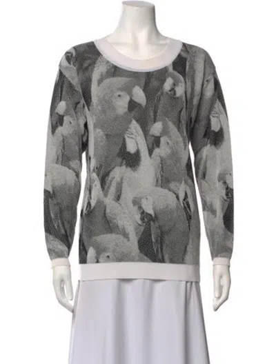 Pre-owned Escada Graphic Print Crew Neck Sweater In Grey