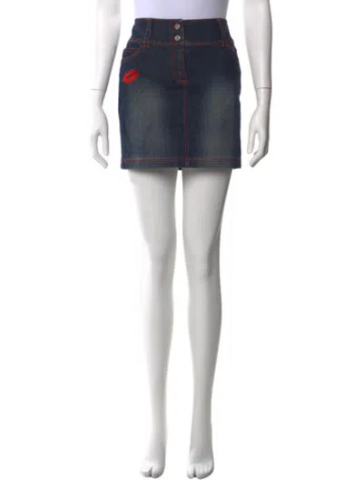 Pre-owned Escada Graphic Print Mini Skirt In Blue