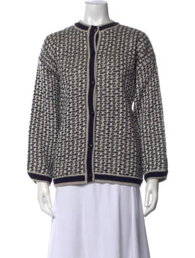 Pre-owned Escada Houndstooth Print Open Front Sweater In Multicolor