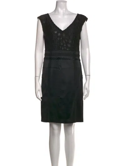 Pre-owned Escada Lace Pattern Mini Dress In Black