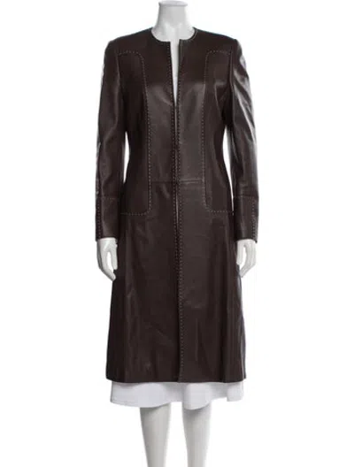Pre-owned Escada Lamb Leather Coat In Brown