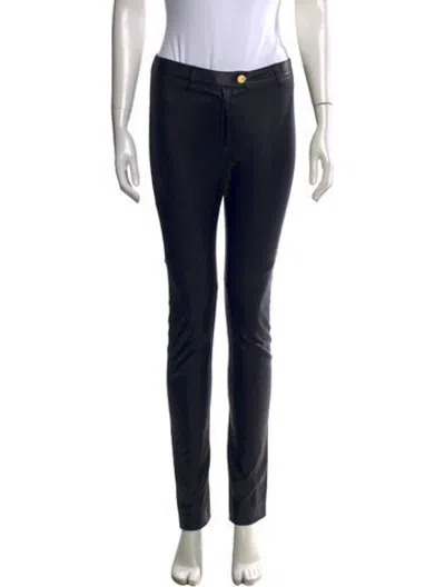 Pre-owned Escada Lamb Leather Skinny Leg Pants In Black