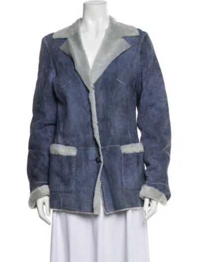 Pre-owned Escada Lambskin Coat In Blue