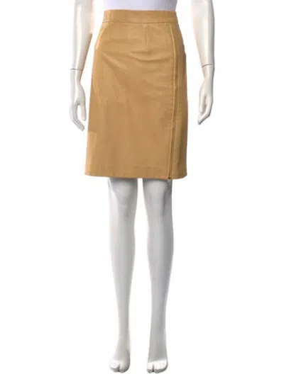 Pre-owned Escada Lambskin Mini Skirt In Neutrals