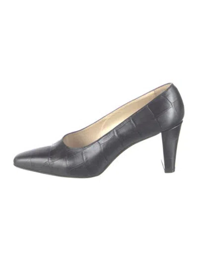 Pre-owned Escada Leather Animal Print Pumps In Black