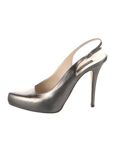 Pre-owned Escada Leather Slingback Pumps In Metallic