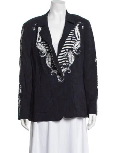 Pre-owned Escada Paisley Print Blazer In Blue