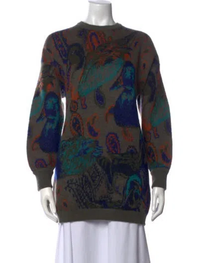 Pre-owned Escada Paisley Print Crew Neck Sweater In Blue