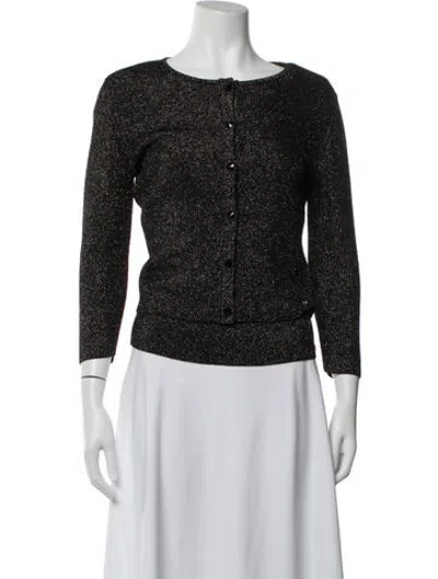 Pre-owned Escada Patterned Crew Neck Sweater In Black